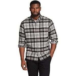 Eddie Bauer Mens Black White Plaid Long Sleeve Favorite Flannel Size Medium